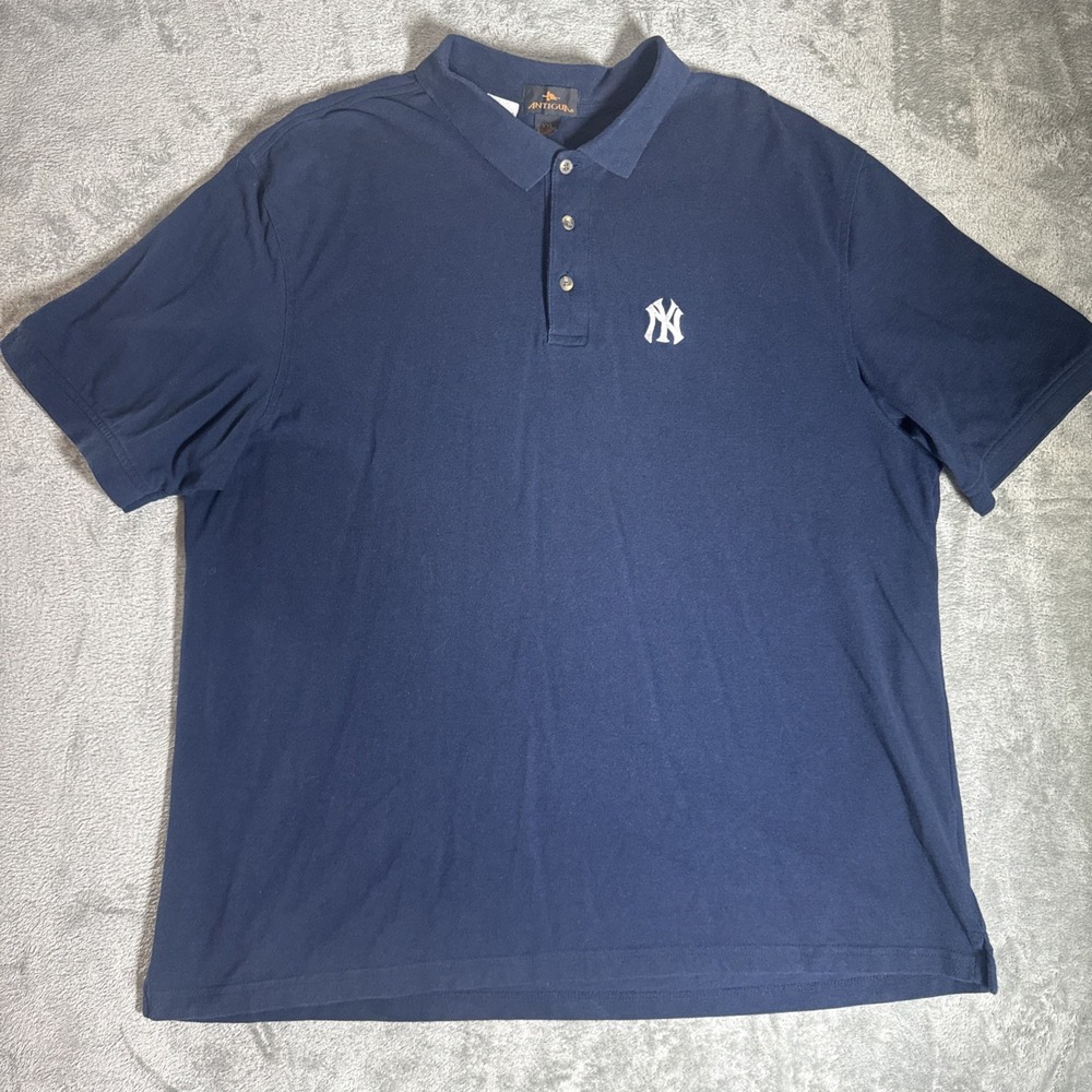Vintage 90s New York Yankees MLB Antigua Navy Blue Polo Shirt Size XXL